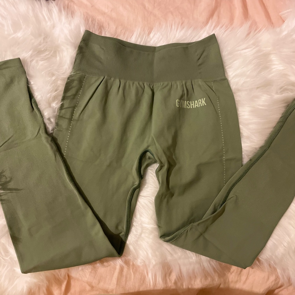 Gymshark Olive green leggings. No size tag.